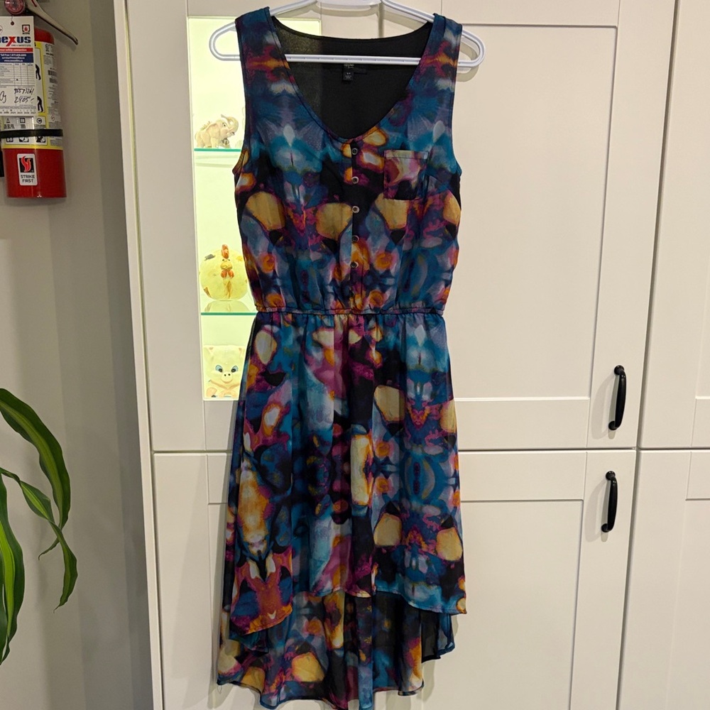 Mossimo Supply Co. Multicolor Blue-Purple Hi-Low Sleeveless Dress
